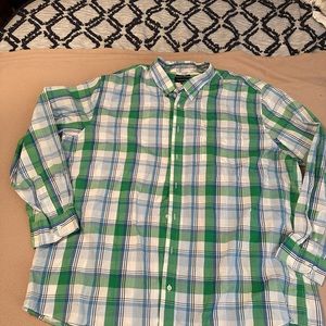 Saddlebred Easy Care Men's Sz3XLT Long Sleeve Shirt Blue/Green Plaid Pocket